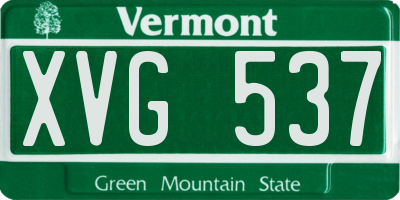 VT license plate XVG537