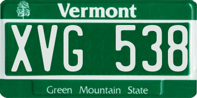 VT license plate XVG538