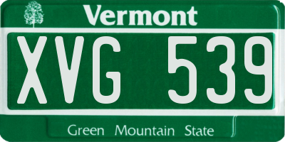 VT license plate XVG539