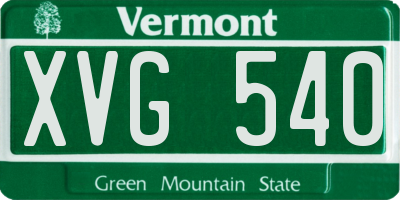 VT license plate XVG540