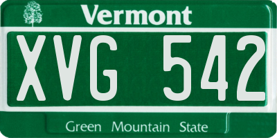 VT license plate XVG542