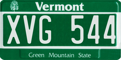VT license plate XVG544