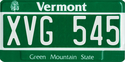 VT license plate XVG545