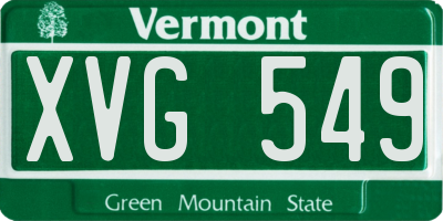 VT license plate XVG549