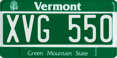 VT license plate XVG550