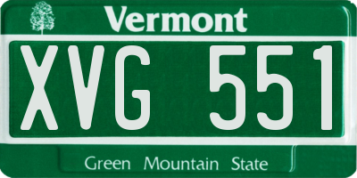 VT license plate XVG551