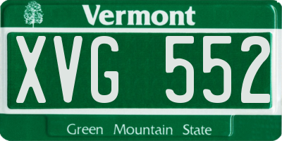 VT license plate XVG552