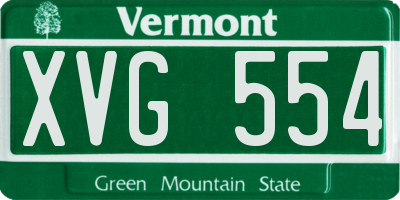 VT license plate XVG554
