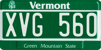 VT license plate XVG560