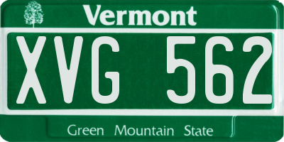 VT license plate XVG562
