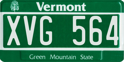 VT license plate XVG564
