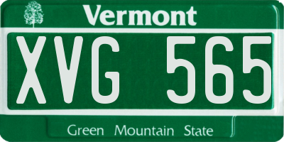 VT license plate XVG565