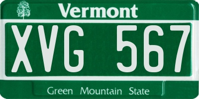 VT license plate XVG567
