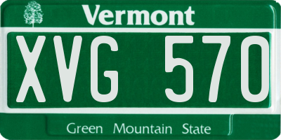 VT license plate XVG570