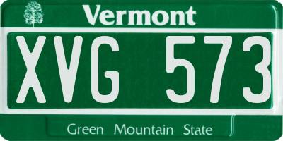 VT license plate XVG573