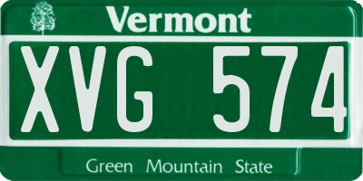 VT license plate XVG574