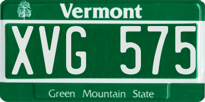 VT license plate XVG575