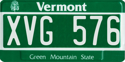 VT license plate XVG576