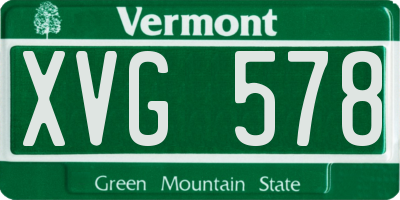 VT license plate XVG578