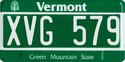 VT license plate XVG579
