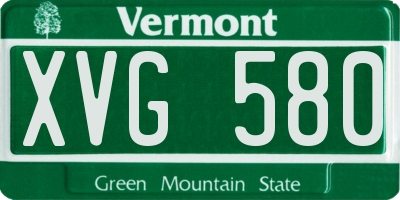 VT license plate XVG580