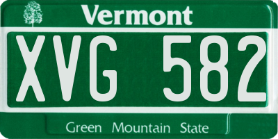 VT license plate XVG582