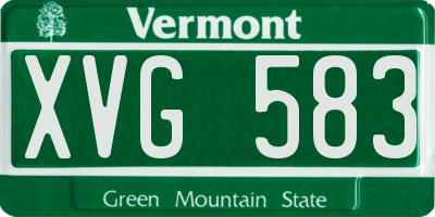 VT license plate XVG583