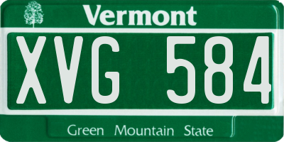VT license plate XVG584