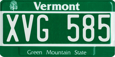VT license plate XVG585