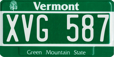 VT license plate XVG587
