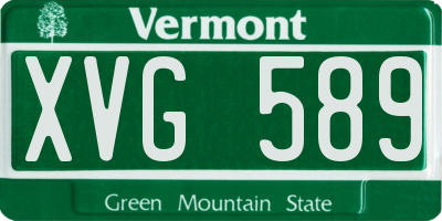 VT license plate XVG589