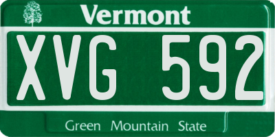 VT license plate XVG592