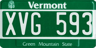 VT license plate XVG593