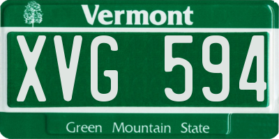 VT license plate XVG594