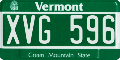 VT license plate XVG596