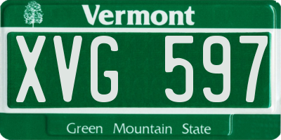 VT license plate XVG597