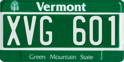 VT license plate XVG601