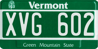 VT license plate XVG602