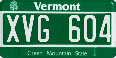 VT license plate XVG604