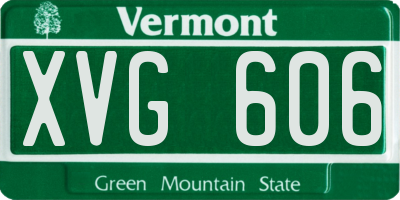 VT license plate XVG606
