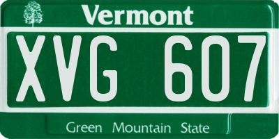 VT license plate XVG607