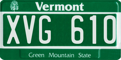 VT license plate XVG610