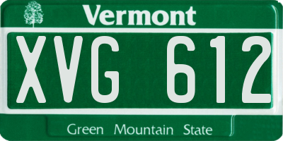 VT license plate XVG612