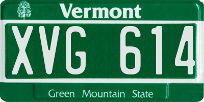 VT license plate XVG614