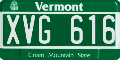 VT license plate XVG616