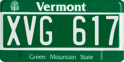 VT license plate XVG617