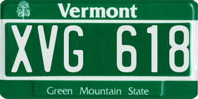 VT license plate XVG618