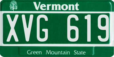 VT license plate XVG619