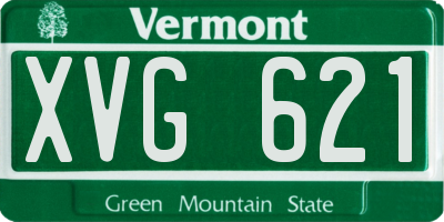 VT license plate XVG621