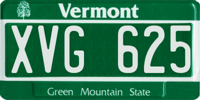 VT license plate XVG625